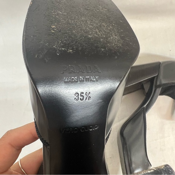 Vintage 90s Prada patent leather Mary Jane heels square toe ankle strap - Picture 8 of 11